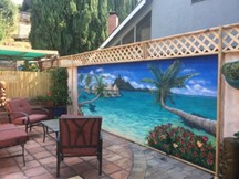 Mural of the ocean on outside wall
